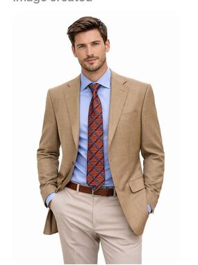 Ermenegildo Zegna Tan Fine Wool Blazer 3 Button Sport Coat Men’s Luxury Jacket